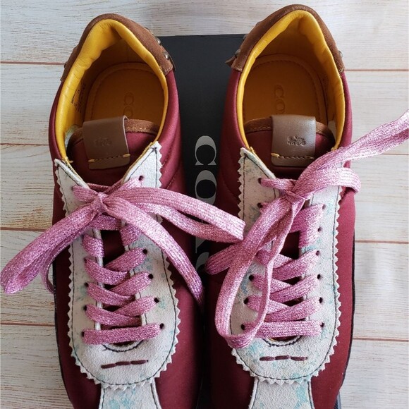 Coach Printed Suede Fringe Satin Metallic Sneakers Women's Size 7B Walking - Picture 4 of 14